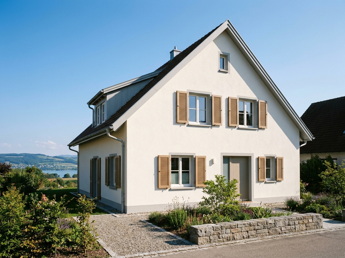 Frisch sanierte Hausfassade am Bodensee